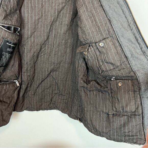 Ermenegildo Zegna Elements Wool Cashmere Fur Lamb Leather Brown Coat Mens Sz XL - Picture 16 of 16